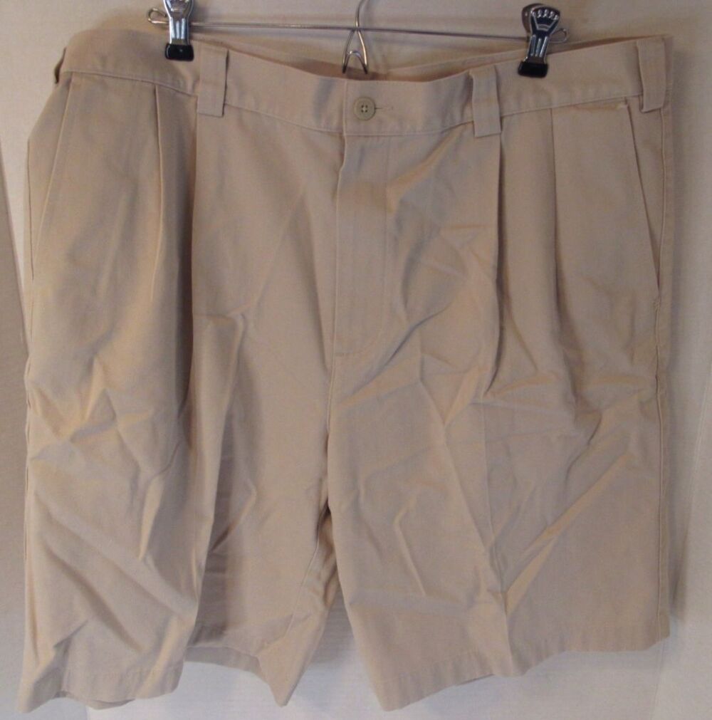 Ashworth Golf Company EZ Tech Cotton Mens Size 40 Beige Golf Shorts Chino Cotton
